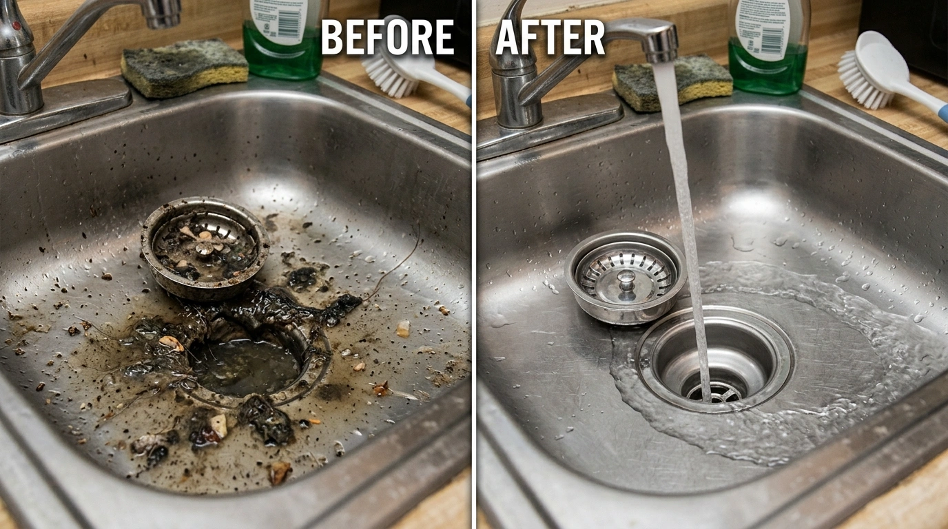 Drain cleaning before and after results in Jacksonville FL — root mass removal and camera-verified clean main sewer line by Cummer Jack Plumbing