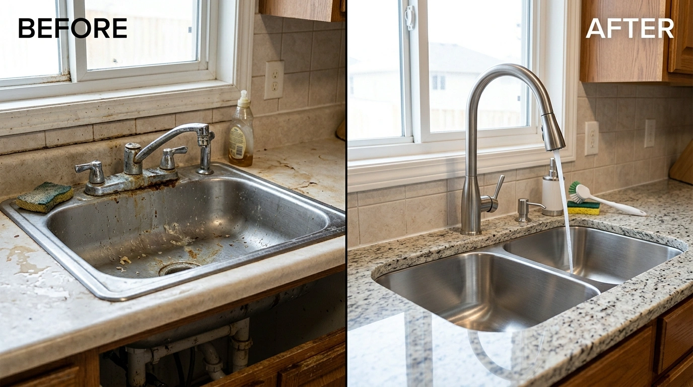 Before and After Faucets and Sinks Repair Replacement in Jacksonville FL by Cummer Jack Plumbing