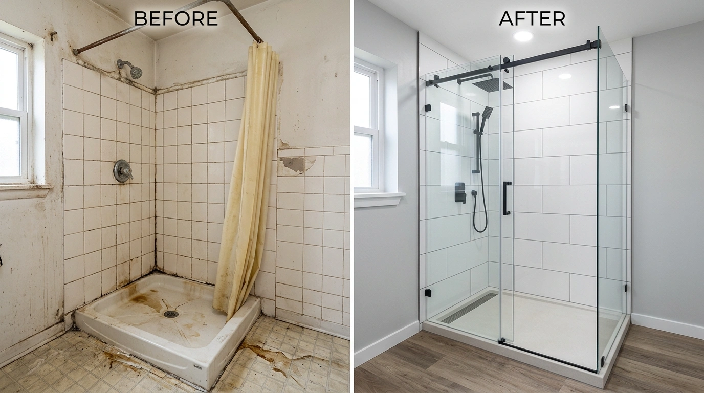 Shower Repair and Replacement Before and After Results in Jacksonville FL - Cummer Jack Plumbing