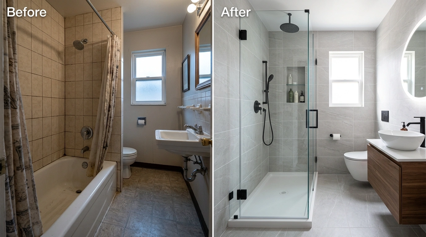 Before and After Tub-to-Shower Conversion in Jacksonville FL - Cummer Jack Plumbing