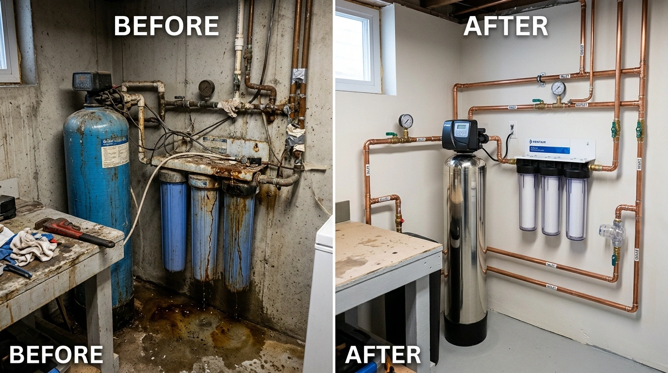 Water Filtration System Replacement Before and After — Cummer Jack Plumbing Jacksonville FL