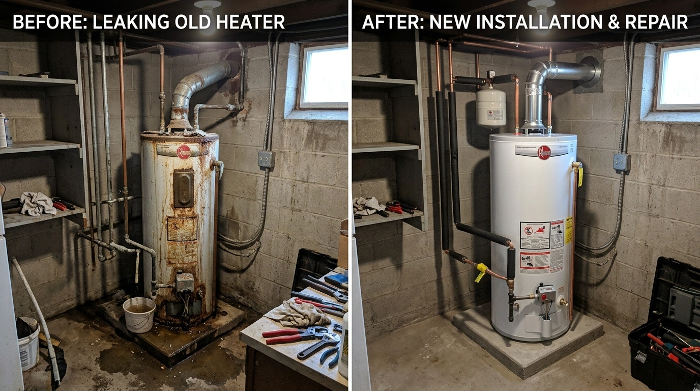 Water Heater Replacement Before and After - Cummer Jack Plumbing Jacksonville FL